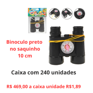 binoculo preto saquinho 10 cm caixa fechada